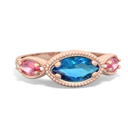 London Topaz Milgrain Marquise 14K Rose Gold ring R5700