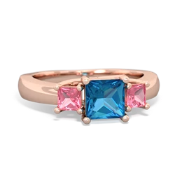 London Topaz Three Stone Trellis 14K Rose Gold ring R4015