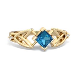 London Topaz Celtic Knot Princess 14K Yellow Gold ring R3349