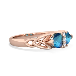 London Topaz Celtic Knot Double Heart 14K Rose Gold ring R5040