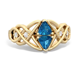 London Topaz Keepsake Celtic Knot 14K Yellow Gold ring R5300