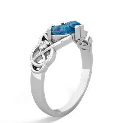 London Topaz 'One Heart' Celtic Knot Claddagh 14K White Gold ring R5322