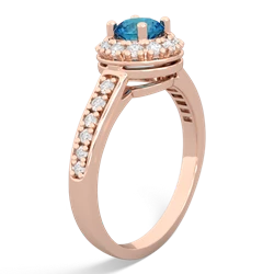 London Topaz Diamond Halo 14K Rose Gold ring R5370