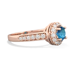 London Topaz Diamond Halo 14K Rose Gold ring R5370