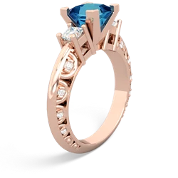 London Topaz Art Deco Diamond Engagement 6Mm Princess 14K Rose Gold ring R2001