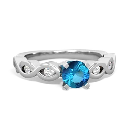 London Topaz Infinity 5Mm Round Engagement 14K White Gold ring R26315RD