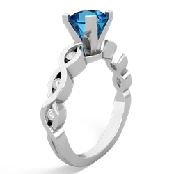 London Topaz Infinity 5Mm Square Engagement 14K White Gold ring R26315SQ