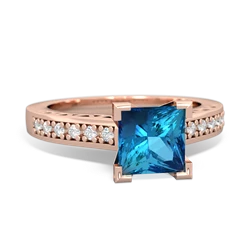 London Topaz Art Deco Engagement 6Mm Princess 14K Rose Gold ring R26356SQ