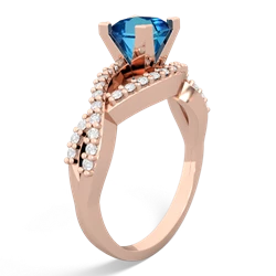 London Topaz Diamond Twist 5Mm Square Engagment  14K Rose Gold ring R26405SQ