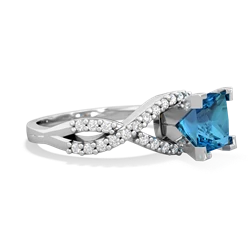 London Topaz Diamond Twist 6Mm Princess Engagment  14K White Gold ring R26406SQ