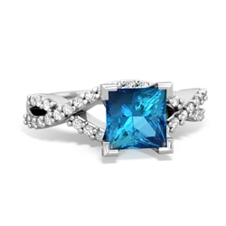 London Topaz Diamond Twist 6Mm Princess Engagment  14K White Gold ring R26406SQ