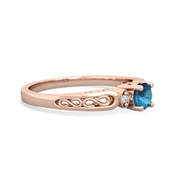 London Topaz Filligree Scroll Round 14K Rose Gold ring R0829