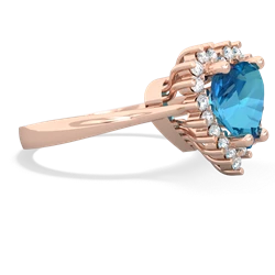 London Topaz Sparkling Halo Heart 14K Rose Gold ring R0391