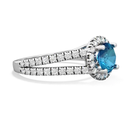 London Topaz Pave Halo 14K White Gold ring R5490