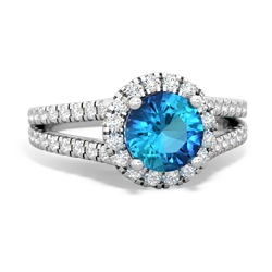 London Topaz Pave Halo 14K White Gold ring R5490