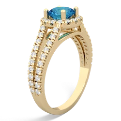 London Topaz Pave Halo 14K Yellow Gold ring R5490