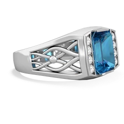 London Topaz Men's Vine 14K White Gold ring R0490