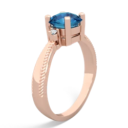 London Topaz Cushion Rope 14K Rose Gold ring R2484