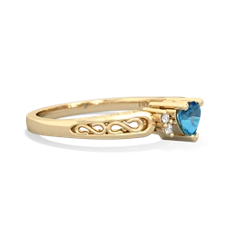 London Topaz Filligree Scroll Heart 14K Yellow Gold ring R2429