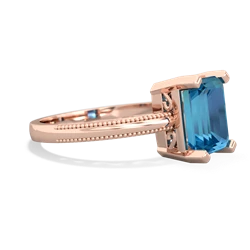 London Topaz Milgrain Scroll 14K Rose Gold ring R2338