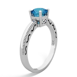 London Topaz Milgrain Filigree 14K White Gold ring R5090