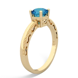 London Topaz Milgrain Filigree 14K Yellow Gold ring R5090