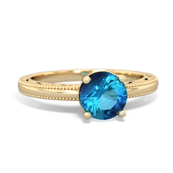 London Topaz Milgrain Filigree 14K Yellow Gold ring R5090