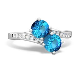 London Topaz Channel Set Two Stone 14K White Gold ring R5303