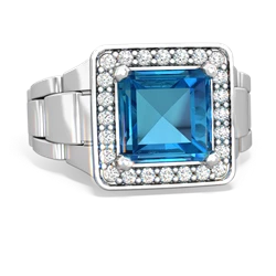 London Topaz Men's Watch 14K White Gold ring R0510