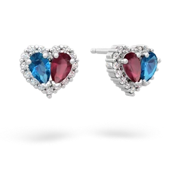 London Topaz Halo 14K White Gold earrings E7008