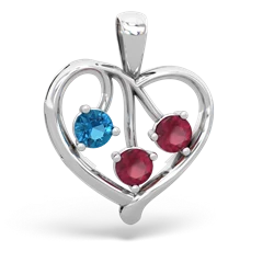 London Topaz Glowing Heart 14K White Gold pendant P2233