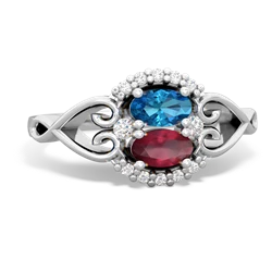 London Topaz Love Nest 14K White Gold ring R5860