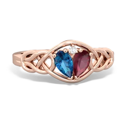 London Topaz Celtic Love Knot 14K Rose Gold ring R5420