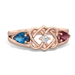 London Topaz Hearts Intertwined 14K Rose Gold ring R5880