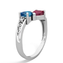 London Topaz Snuggling Hearts 14K White Gold ring R2178