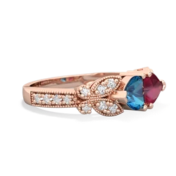 London Topaz Diamond Butterflies 14K Rose Gold ring R5601