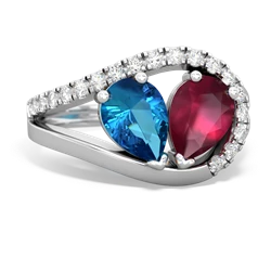 London Topaz Nestled Heart Keepsake 14K White Gold ring R5650