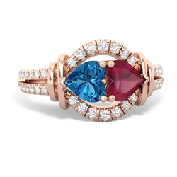 London Topaz Art-Deco Keepsake 14K Rose Gold ring R5630