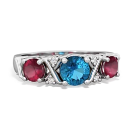 London Topaz Hugs And Kisses 14K White Gold ring R5016