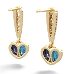 London Topaz Filligree Heart 14K Yellow Gold earrings E5070