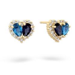 London Topaz Halo 14K Yellow Gold earrings E7008