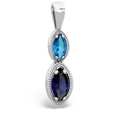 London Topaz Antique-Style Halo 14K White Gold pendant P5700