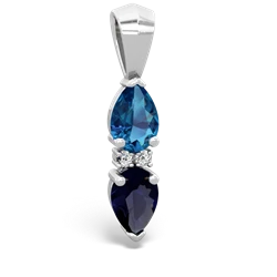 London Topaz Bowtie Drop 14K White Gold pendant P0865