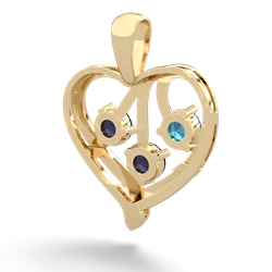 London Topaz Glowing Heart 14K Yellow Gold pendant P2233