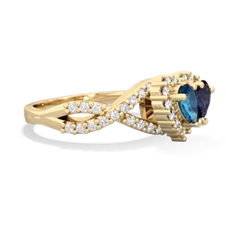 London Topaz Diamond Twist 'One Heart' 14K Yellow Gold ring R2640HRT