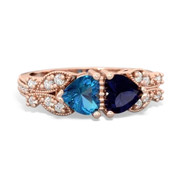 London Topaz Diamond Butterflies 14K Rose Gold ring R5601