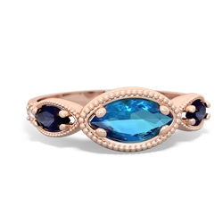 London Topaz Milgrain Marquise 14K Rose Gold ring R5700