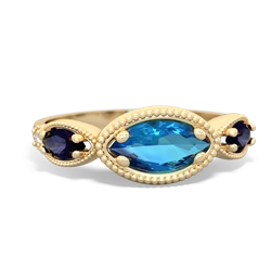 London Topaz Milgrain Marquise 14K Yellow Gold ring R5700