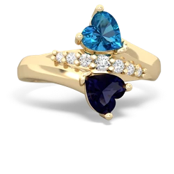 London Topaz Heart To Heart 14K Yellow Gold ring R2064