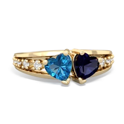 London Topaz Heart To Heart 14K Yellow Gold ring R3342